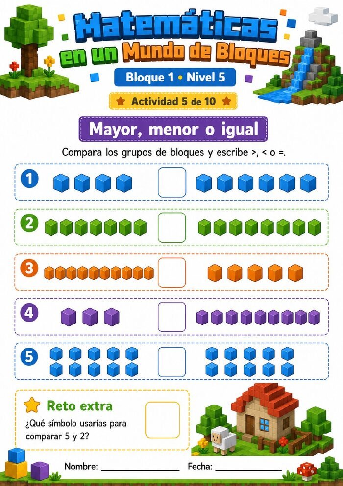 Actividad: mayor, menor o igual